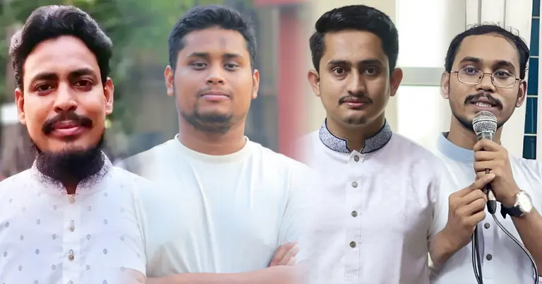 বাম থেকে আখতার, হাসনাত, সারজিস ও হান্নান